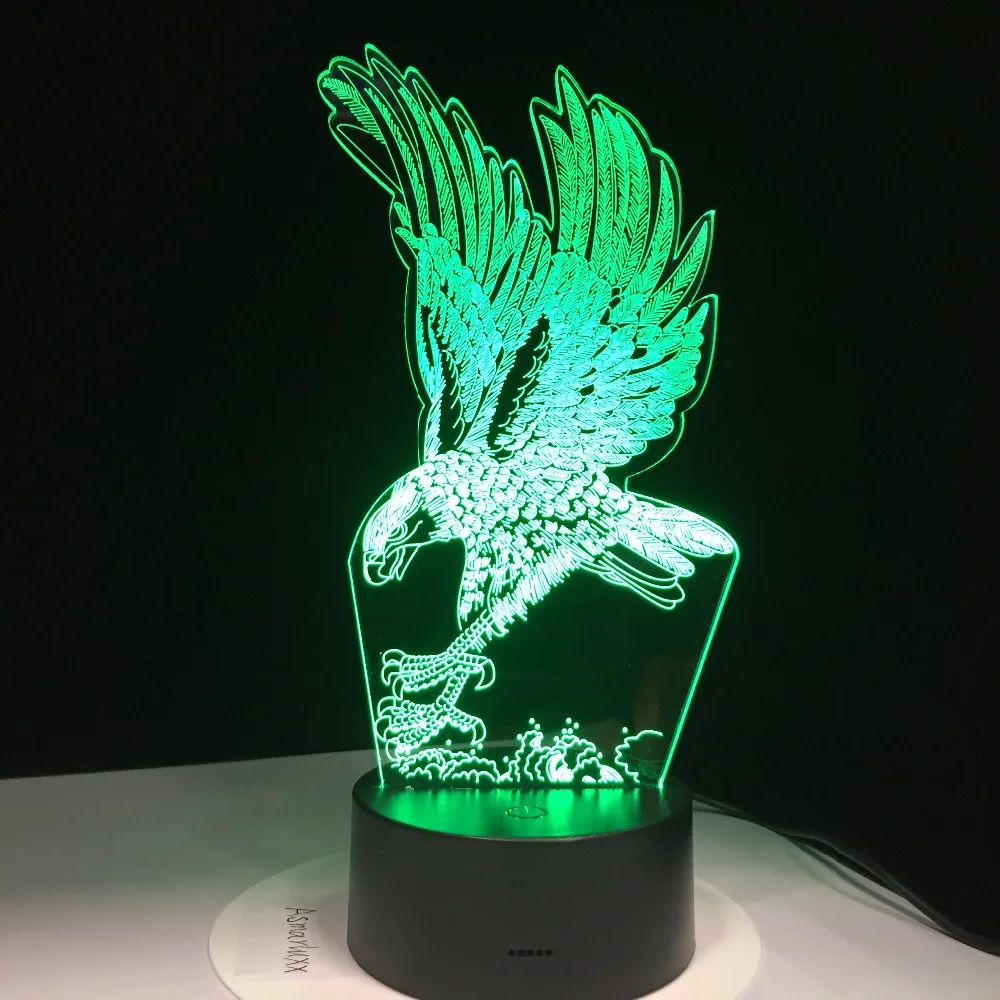 Орел ”из 3D светодиодный светильник 7 цветов RGB домашний декор атмосфера LED ночной