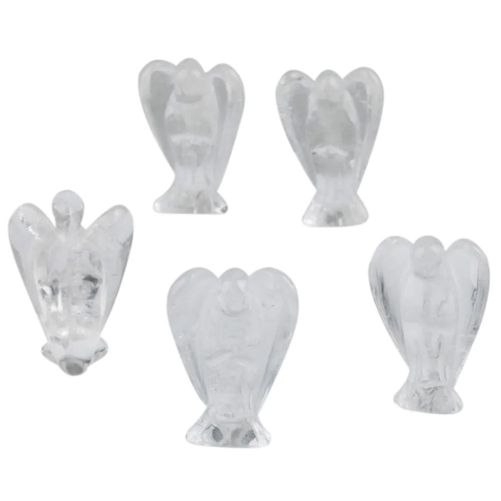 

TUMBEELLUWA 1Lot (6Pc) Rock Quartz Carved Guardian Angel Natural Crystal Pocket Statues Figurines 1.5"