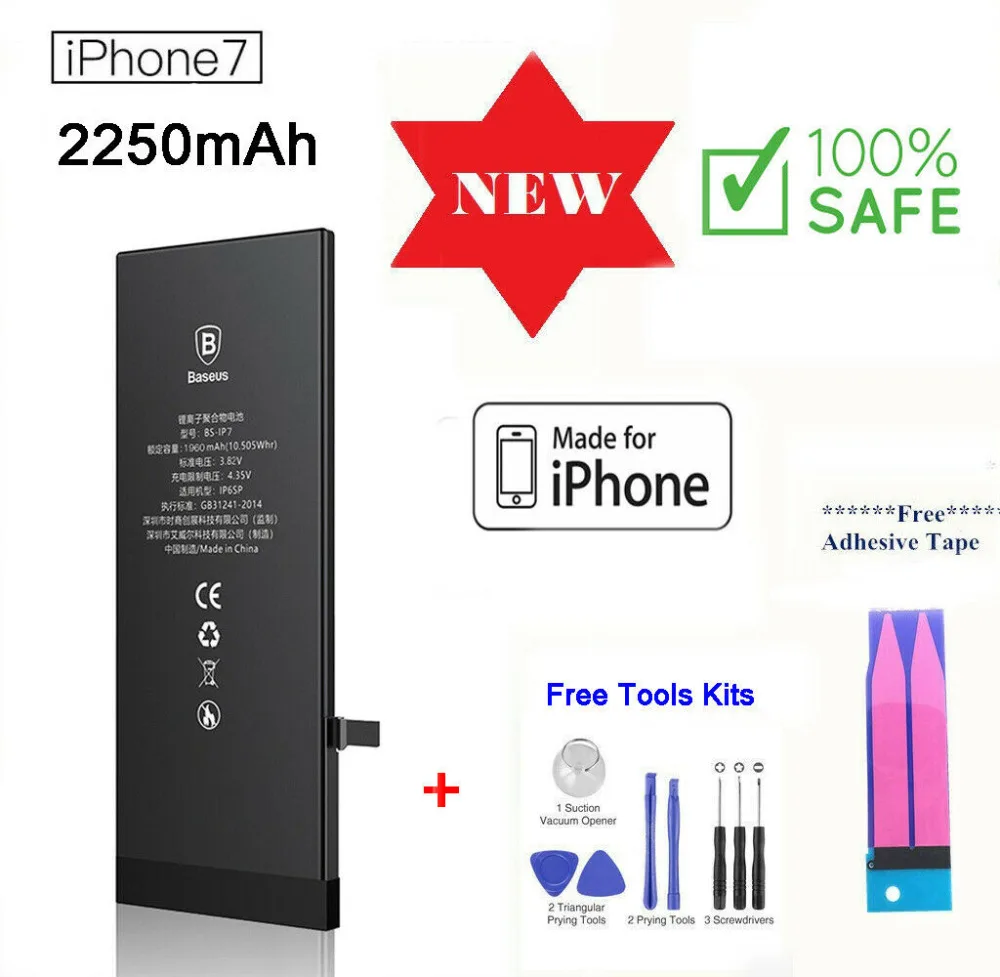 Baseus 2250 mAh литиевая батарея внутренняя Замена литий ионная для Apple iPhone 7 +