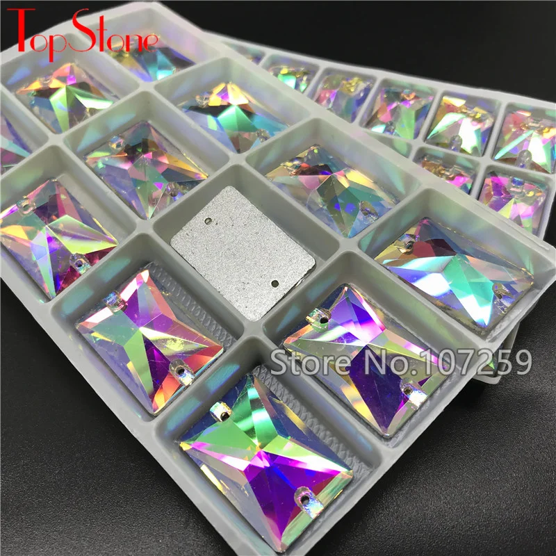TopStone AB Rectangle Sew On Rhinestone Glass Crystal Strass Sew-on Stone Flatback For DIY Dress Clothing Decoration | Дом и сад