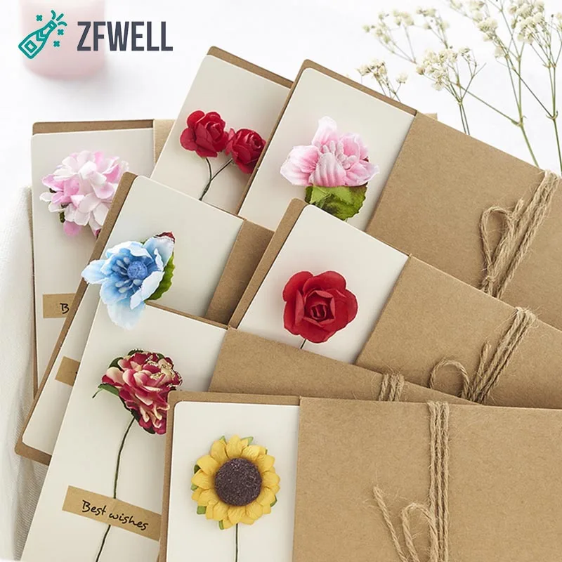 ZFWELL 1 шт. винтажная крафт бумага сушеные цветы сделай сам поздравительная