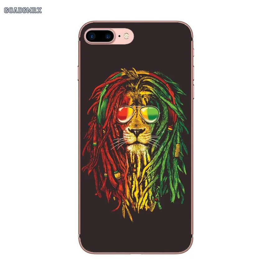 Для iPhone 6 6S 7 8 Plus X XS MAX XR 4 4S 5 5S SE 5C Мягкие прозрачные чехлы Чехлы Боб Марли Раста Лев