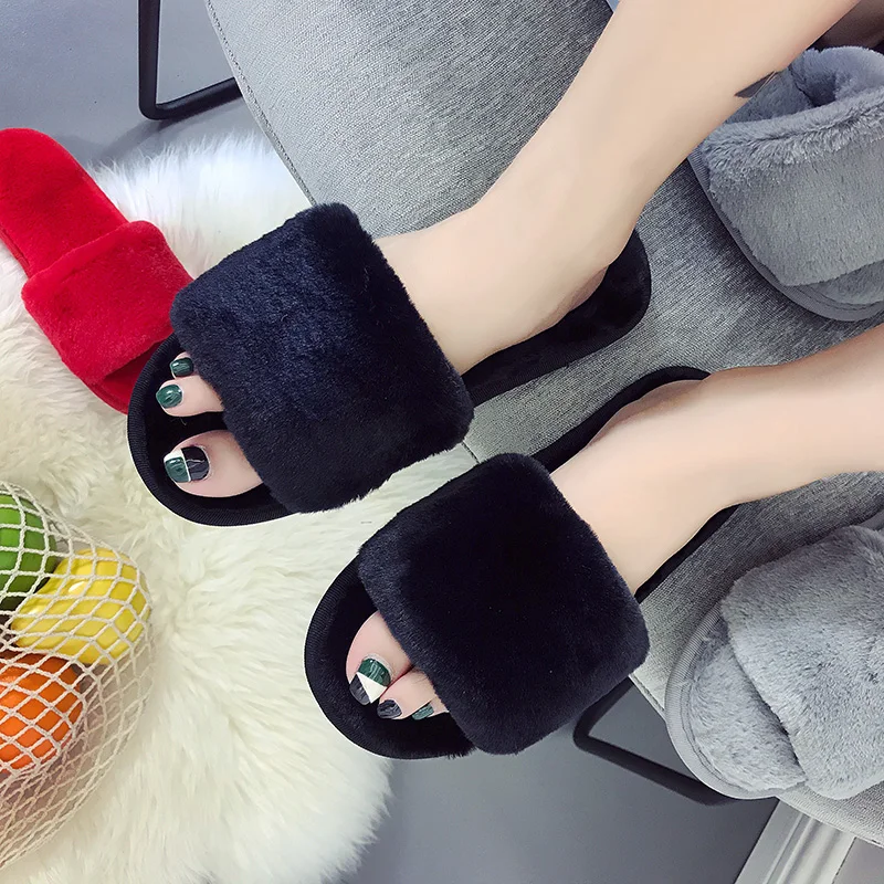 

Women's Slippers Winter Fashion Women's Plush Slippers Slip on Casual Shoes Woman Ladies Shoes New Style Indoor Tenis Feminino