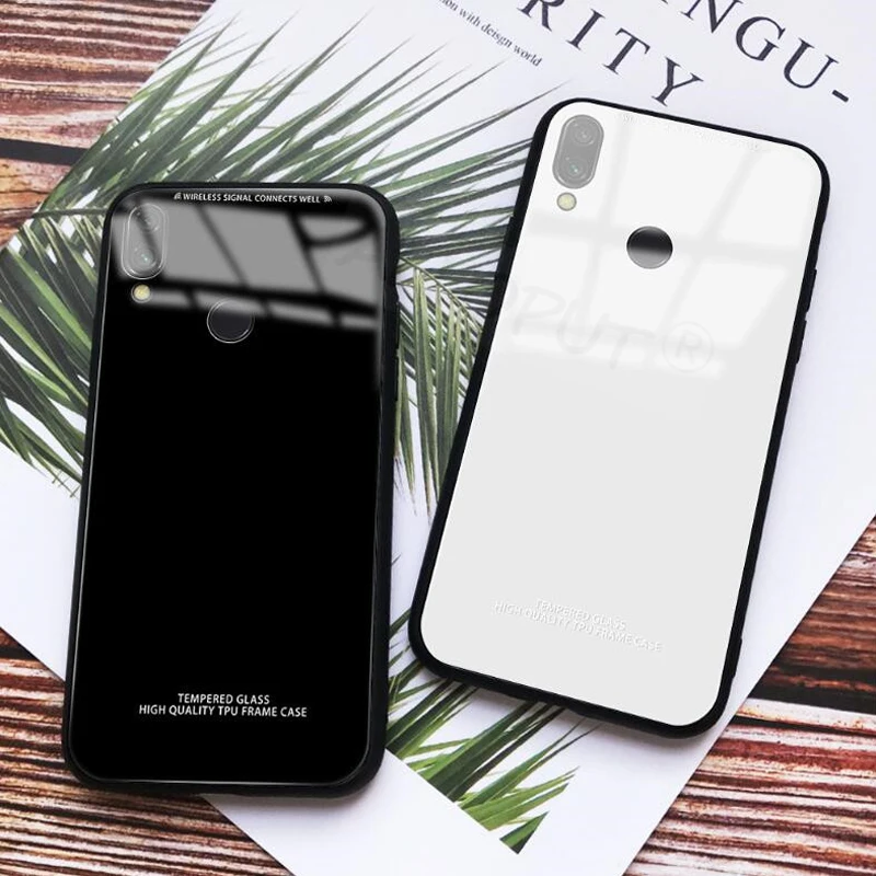 2019 Tempered Glass Phone Case For Redmi 7A Note 7 Pro Silicone Frame Shockproof Back Cover Hard Cases |