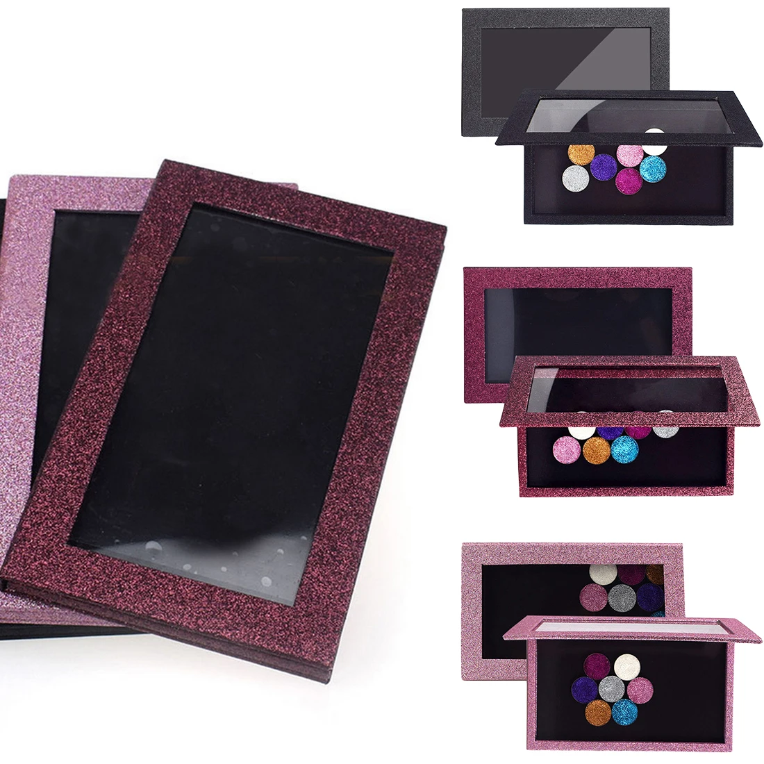 DIY пустые портативные Блестящие модные магнитные окна 0pen коробка для теней век