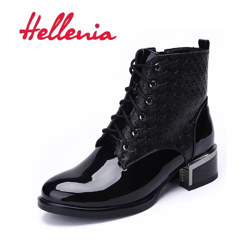 Hellenia/лакированные ботинки из искусственной кожи Обувь на платформе с коротким