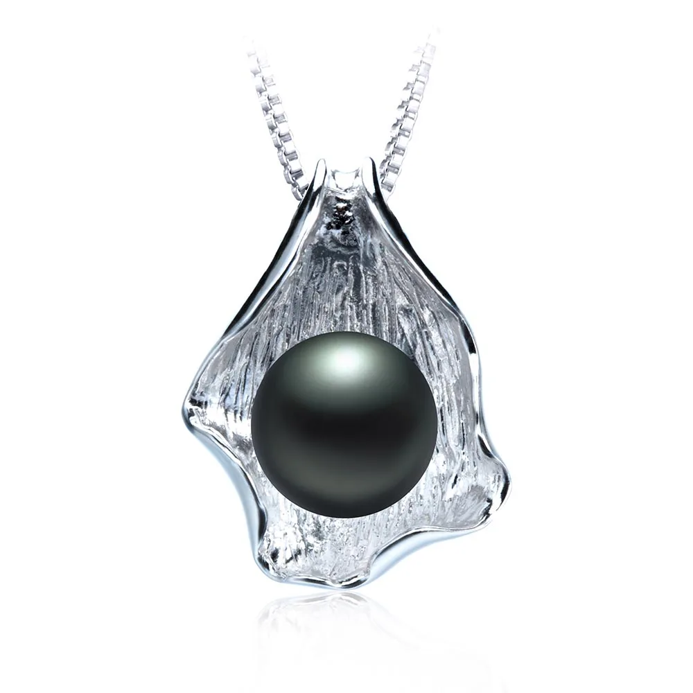 black pearl Высокое качество натуральным пресноводный жемчуг кулон Для женщин модные элегантные 925 пробы большой серебряный жемчуг ювелирные изделия Самые низкие цены - Окраска металла: black pearl