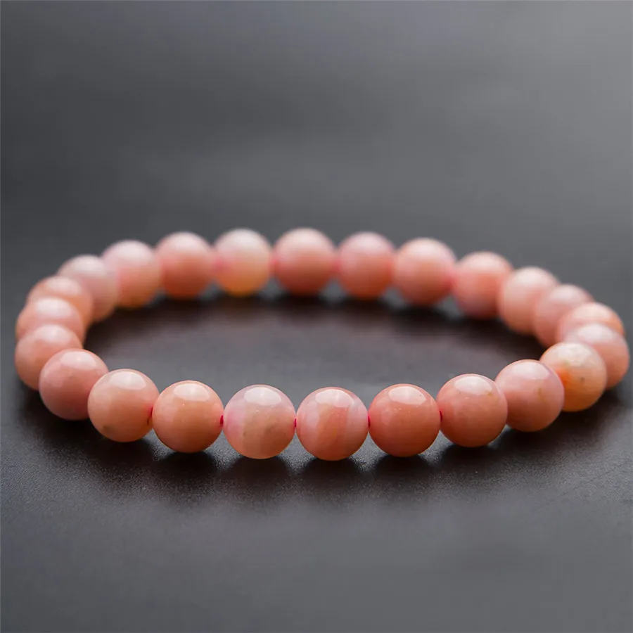Wholesale Genuine Pink Natural Stone Bracelets Women Femme Stretch Healing Crystal Round Bead Opal Bracelet | Украшения и