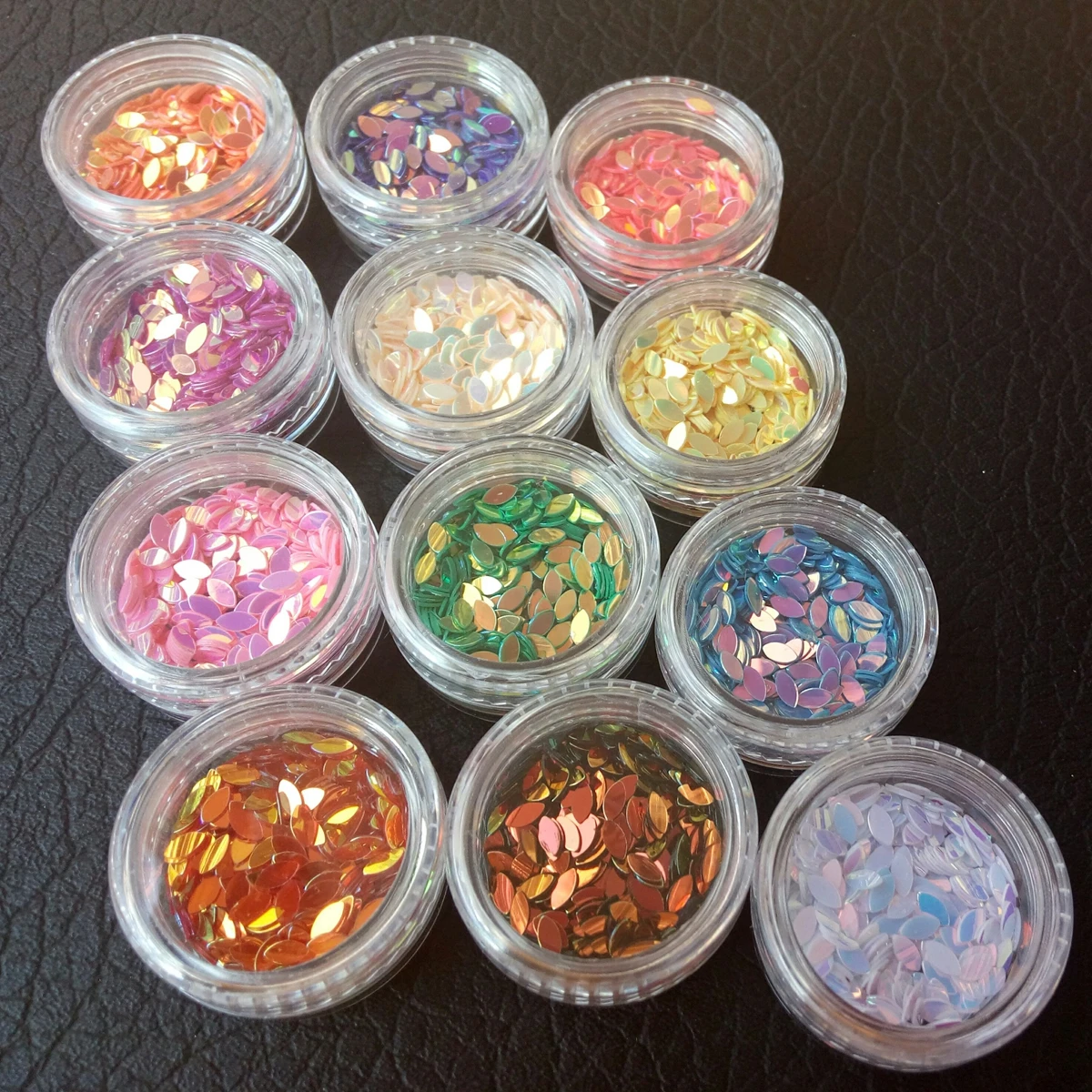 

12 Pcs DIY Nail Art Decoration Horse Eye Shape Sequins Acrylic Glitter Nail Sequin 3D Nail Decals Manicure Tools