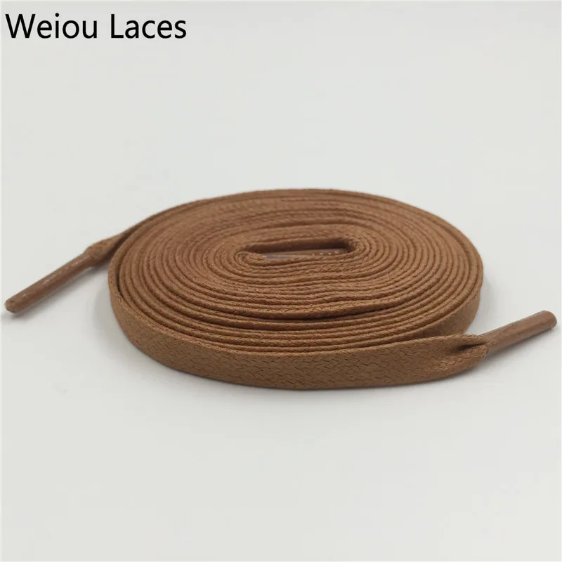 Weiou Quality Flat Waxed Shoelace 8mm Width Unisex Shoestrings Cord 100% Cotton Shoe Lace For Leather Shoes Boots Free Shipping
