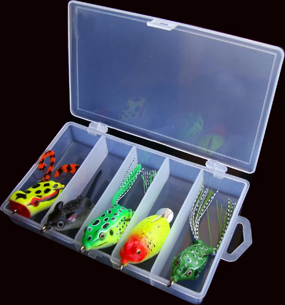 

5PCS Mix Fish Fishing soft frog lure lures Bait Tackle box 14g