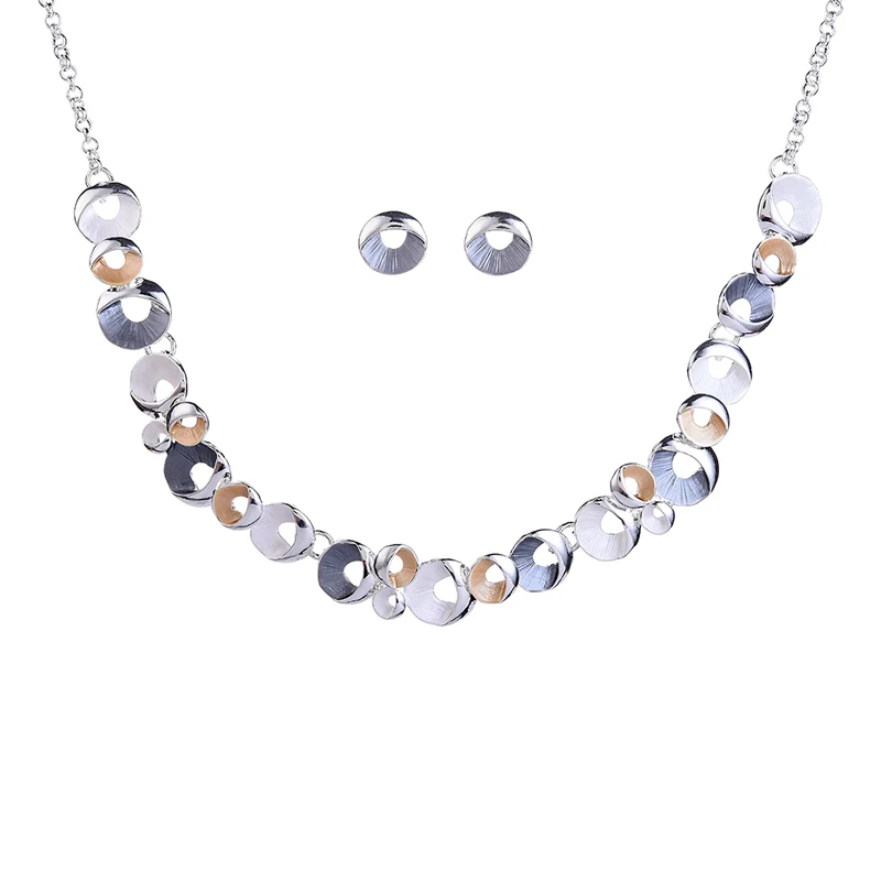 color 5 Модные Красочные эмалированные Ювелирные наборы для женщин Шарм круглой формы подвески ожерелья гвоздики Висячие Серьги Подарок на годовщину - Окраска металла: color 5