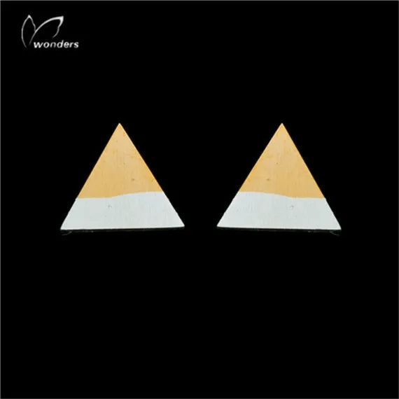 E219 Fashion Splice Jewelry Punk Pendientes Hombre Geometric Gold and Silver Triangle Stainless Steel Stud Earrings for Women | Украшения и