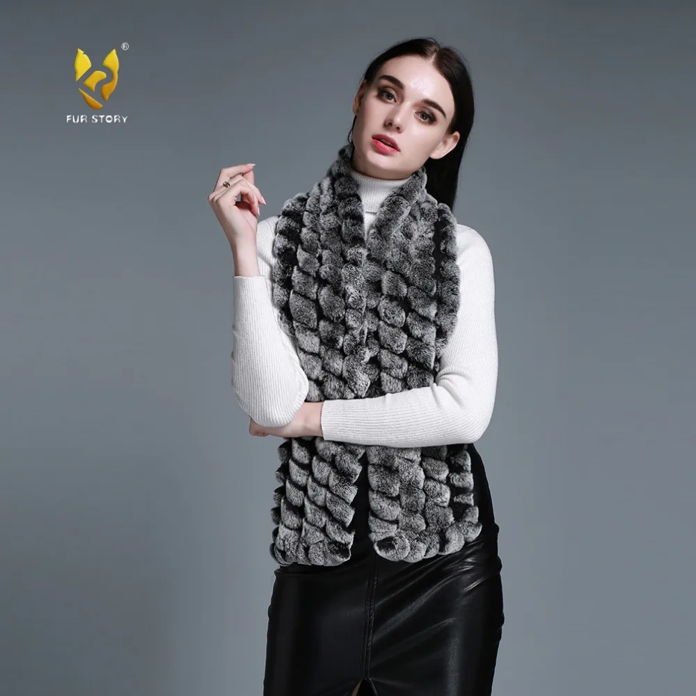 Женский вязаный шарф из натурального кроличьего меха FS050102|shawl poncho|rabbit fur knitted scarfknit
