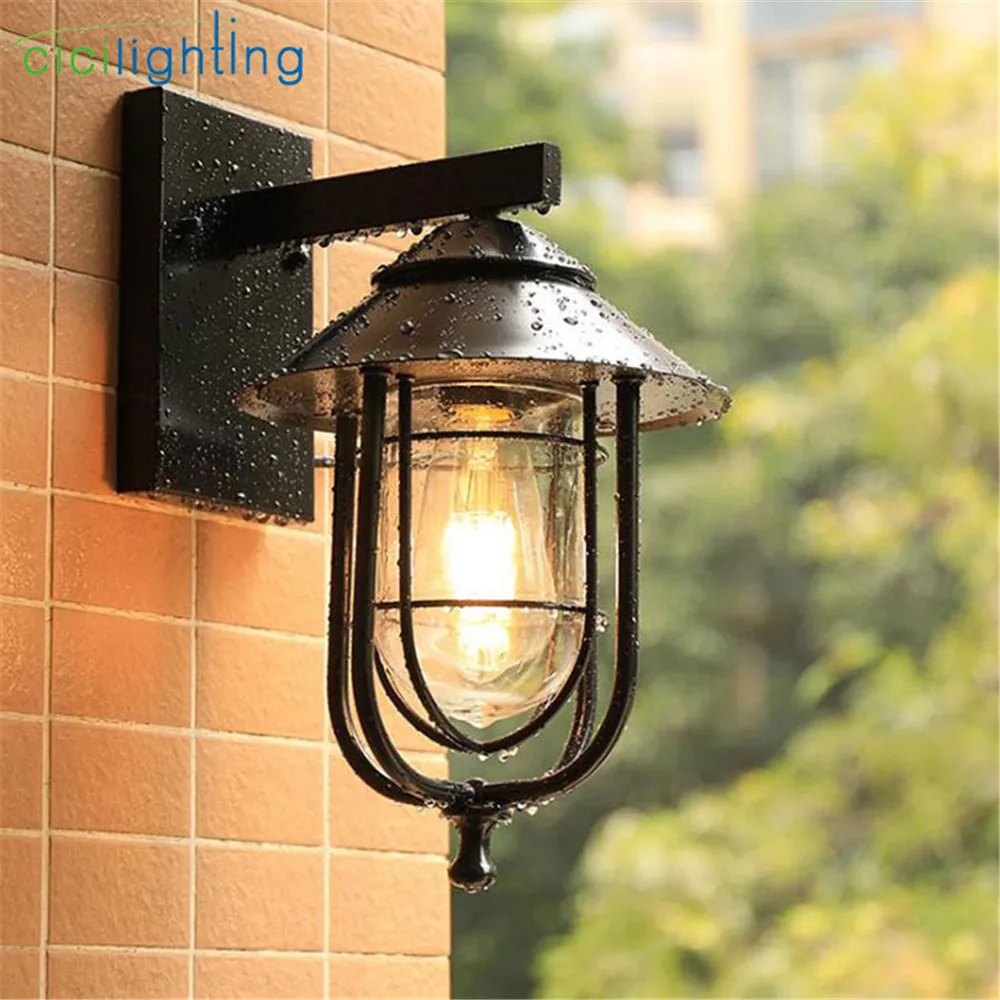 Outdoor Waterproof Wall Lamp Modern LED Wall Light Black Indoor Sconce Decorative Lighting Porch Garden Lights Glass Wall Lamps