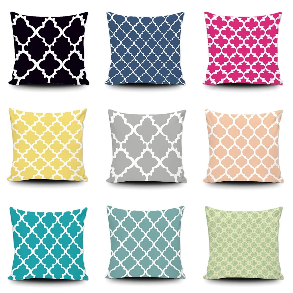 Классическая плитка с марокканским узором подушка черно-белая декоративная