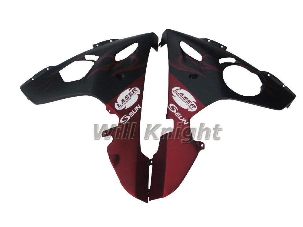Обтекатель Комплект для Yahama YZF R6 YZF600 2003 2004 Матовый Черный с Красным Пламенем ABS