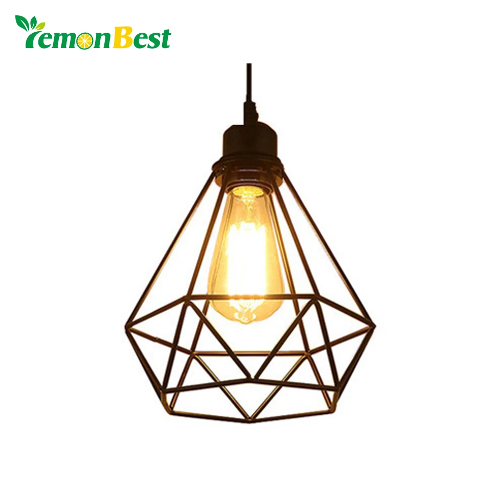 

LemonBest Industrial Vintage Diamond Cage Pendant Light Sconce Hanging Droplight Lamp E27 Socket AC 85-240V (no bulb included)