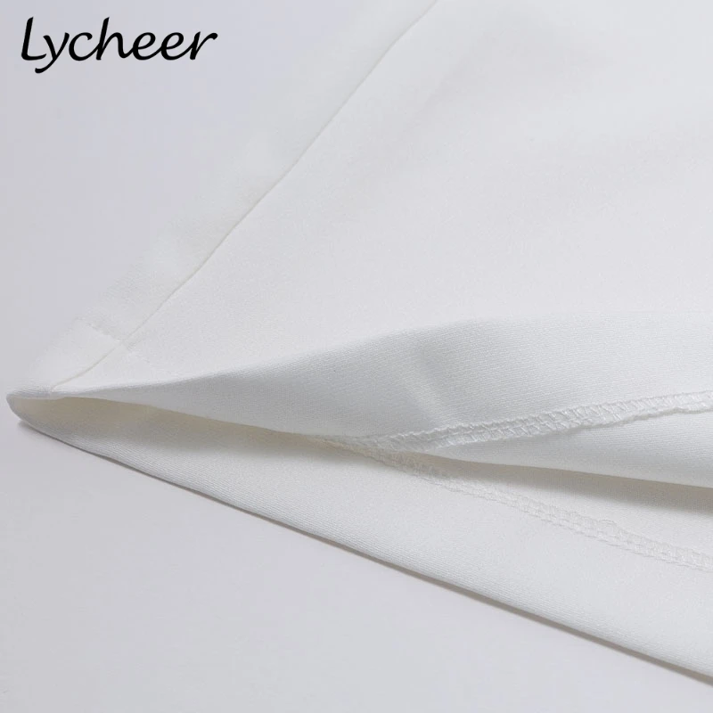 Lycheer, плюс размер, женский белый блейзер, Офисная Женская одежда, пальто, куртка, пояс, модная верхняя одежда, повседневные шикарные топы, однотонный блейзер