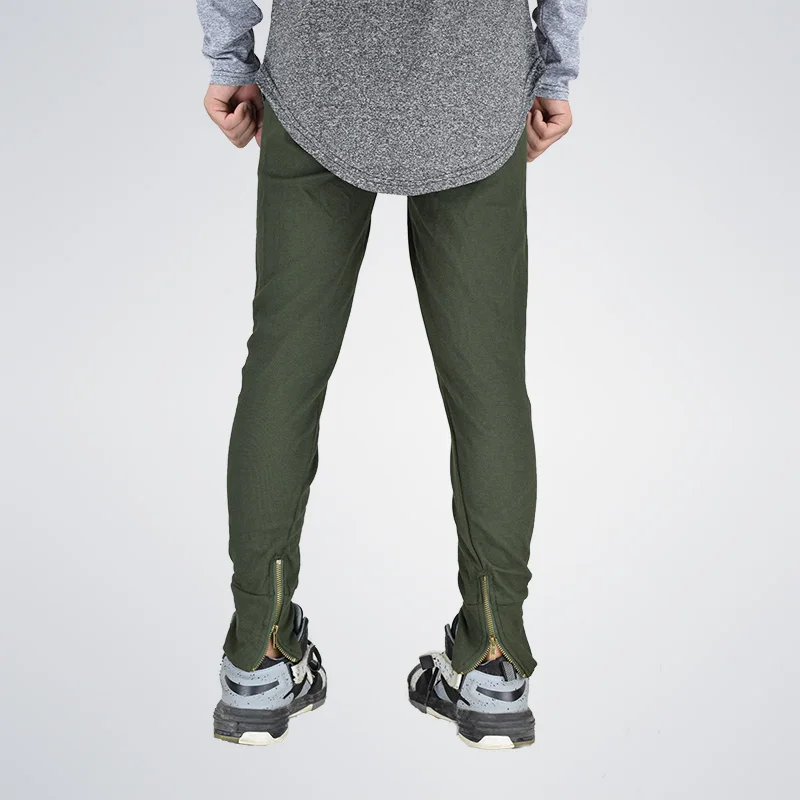 Moomphya/2017 Side Zip Треники осень узкие боковые молнии Штаны уличная Army Green Военная в