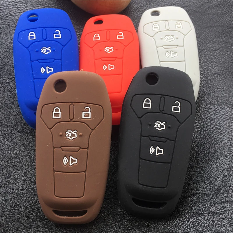 Силиконовый резиновый чехол для автомобильного ключа FORD Fusion 2013-2015 4 кнопки пульт