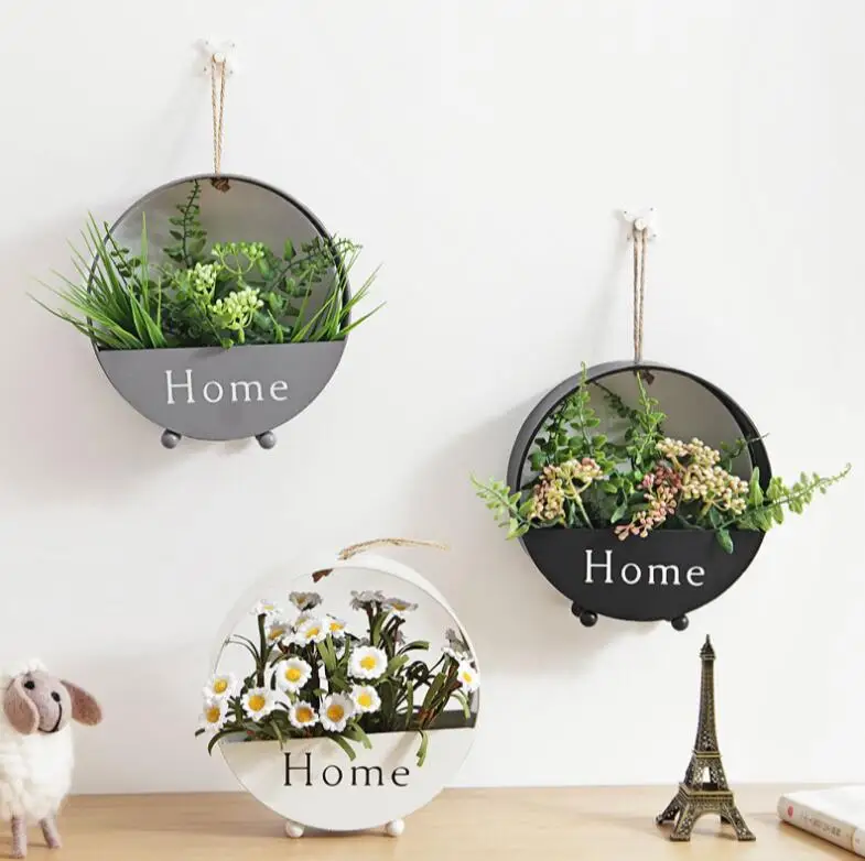 Iron Wall-mounted Flower Basket Bedroom Decoration Bonsai Living Room Shelf Restaurant Plant Flowerpot |