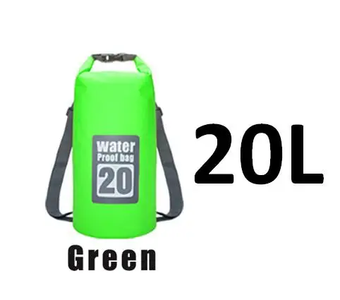 Качественные ультралегкие 5L/10L/15L/20L водонепроницаемые сумки для хранения сухих мешков для каноэ каяк Рафтинг Спорт на открытом воздухе сумки для плавания - Цвет: Green 20L
