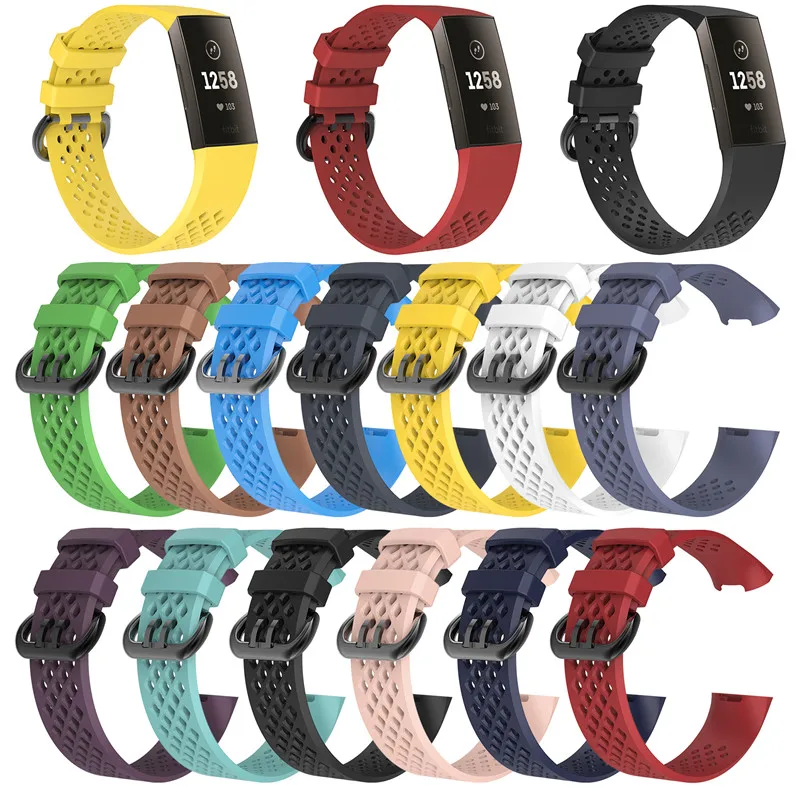 Новый дышащий спортивный силиконовый ремешок для браслета Fitbit Charge 3 4 запястья