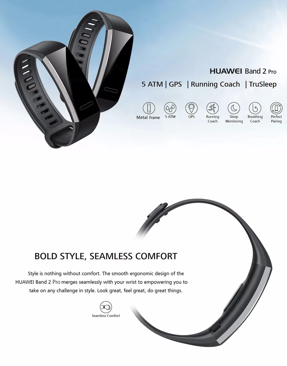 Оригинальный huawei Band 2 Pro B29 спортивный gps умный Браслет монитор сердечного ритма