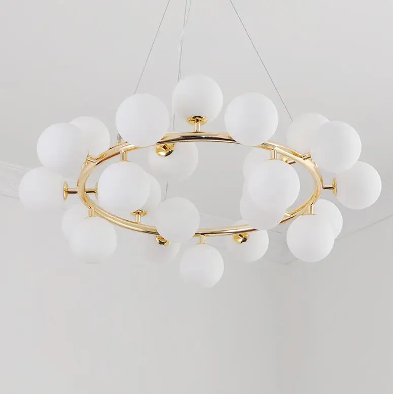 Gold circular lamp Европейский салон современный черный Золотой светодиодный светильник-Люстра для гостиной фойе круглый стеклянный шар кольцо люстра светильник светодиодный - Цвет абажура: Gold circular lamp