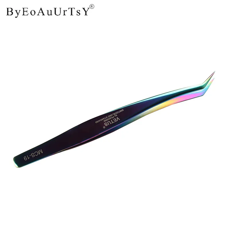 19-colorful-1pcs 1 шт./компл. шт Прямые и Изогнутые пинцет с кончиком Ниппер для наращивания ресниц из нержавеющей стали накладные ресницы - Handle Color: 19-colorful-1pcs