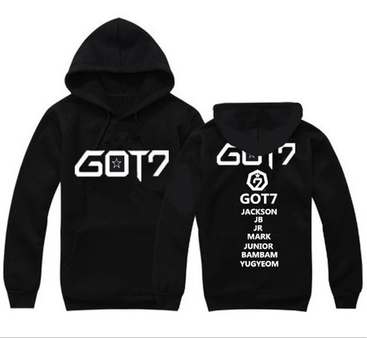 Kpop GOT7 осенне-зимние толстовки с капюшоном и длинными рукавами k-pop пара пальто