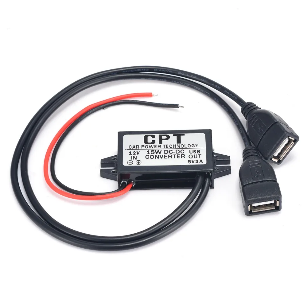 1 шт. Водонепроницаемый двойной USB преобразователь питания постоянного тока от 12