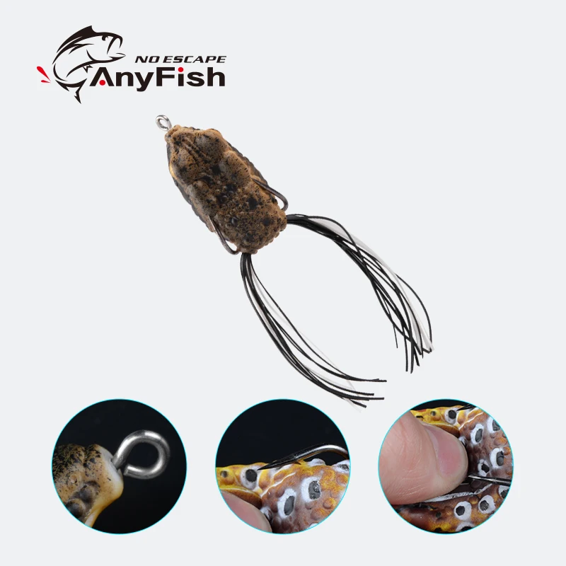 Мягкая рыболовная приманка ANYFISH в виде лягушки 3 7 см/6 2 г 4 см/7 5 двойные крючки