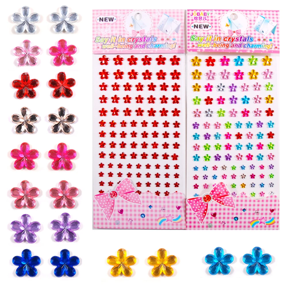1set Flower Motif Acrylic Rhinestone Mobile Phone PC Car Art diy Self Adhesive Decal Styling Flatback Nail Decoration Stone | Красота и