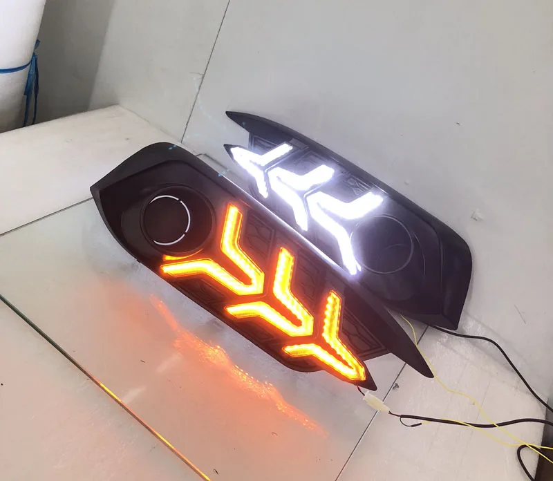 New design For Honda Civic 10th 2016 2017 12V Car LED DRL Daytime Running Lights fog lamp with Flowing Turn Yellow Signal | Автомобили и