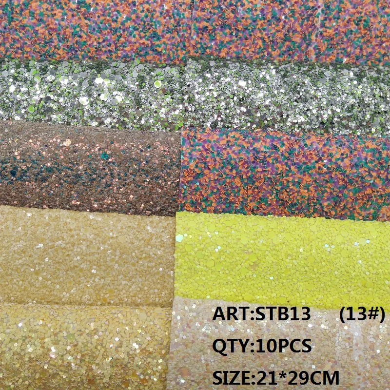 CLEAR STOCK 1SET(10PCS ) 21X29cm Alisa Glitter Cuero Sintetico Chunky Leather For DIY hair Accessroies Craft STB13 | Дом и сад