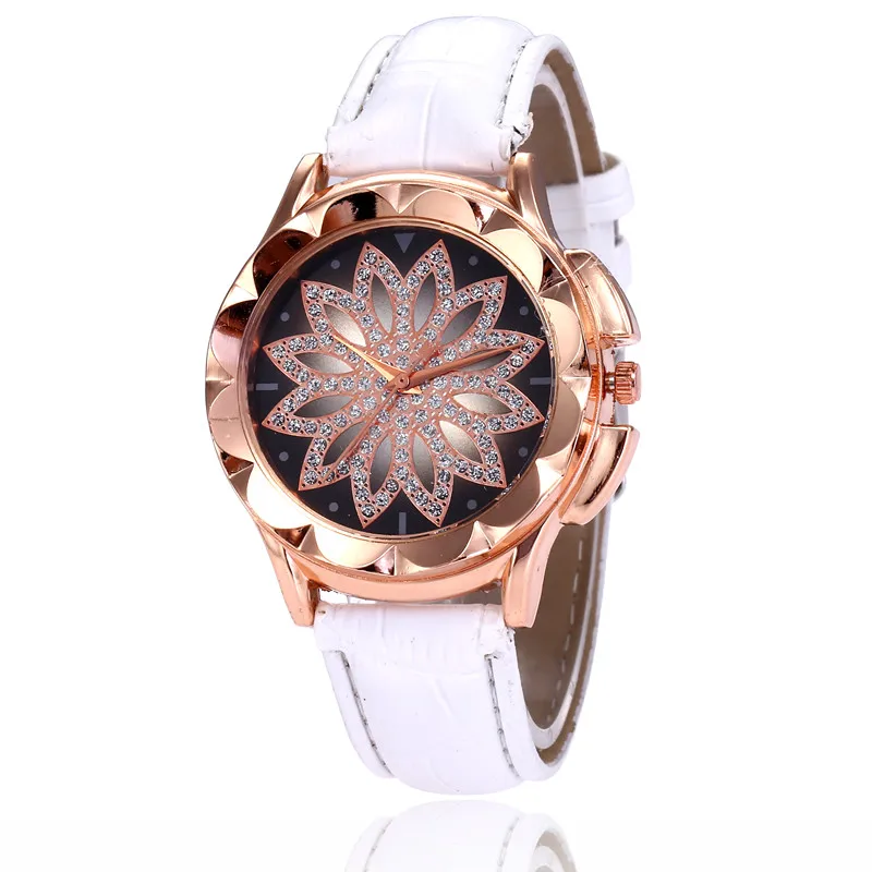 Luxury Brand Women Rose Gold Watches Fashion Casual Girls Rhinestone Dress Watch Leather Quartz Relogio Feminino Clock | Наручные часы