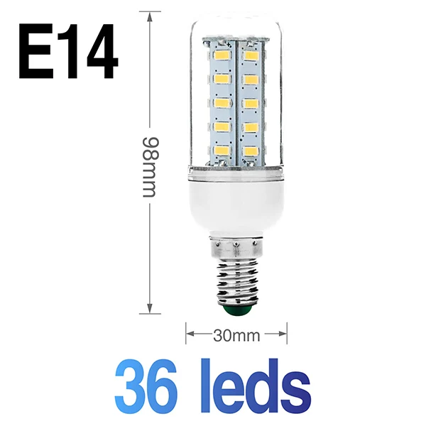 E14 36leds Светодиодный лампы E27 E14 30 36 56 72 89 светодиодный s светодиодный кукурузный светильник 220V SMD5730 лампада энергосберегающий Светодиодный точечный светильник для Гостиная люстра - Испускаемый цвет: E14 36leds