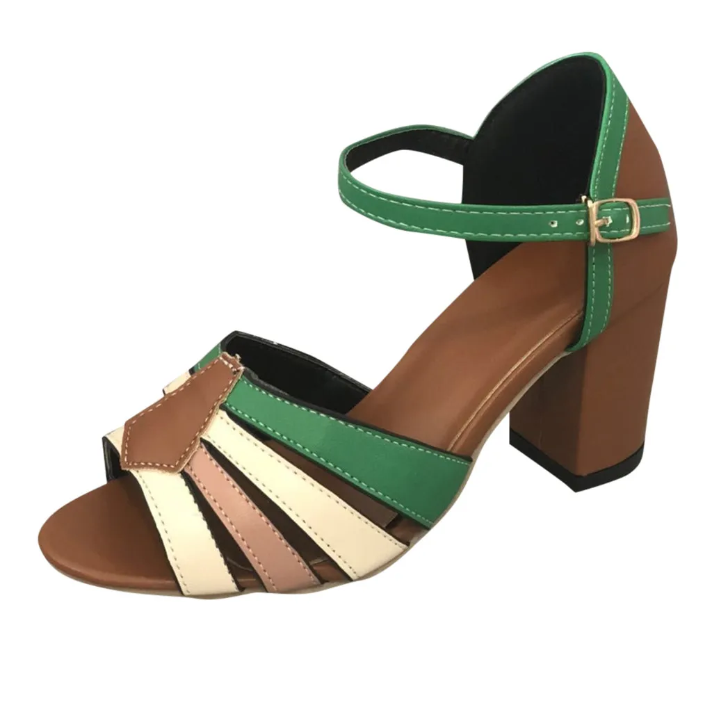 Women's Fashion Casual Mixed Colors Open Toe High Heel Sandals Square Shoes Scarpe da donna Buty damskie | Обувь
