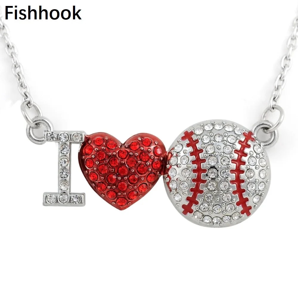 Fishhook I Love Heart бейсбольный Софтбол кулон ожерелье маленькая Лига Женский веер