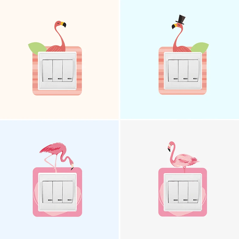 2 шт. растительный стиль Фламинго мультфильм животное переключатель наклейки для