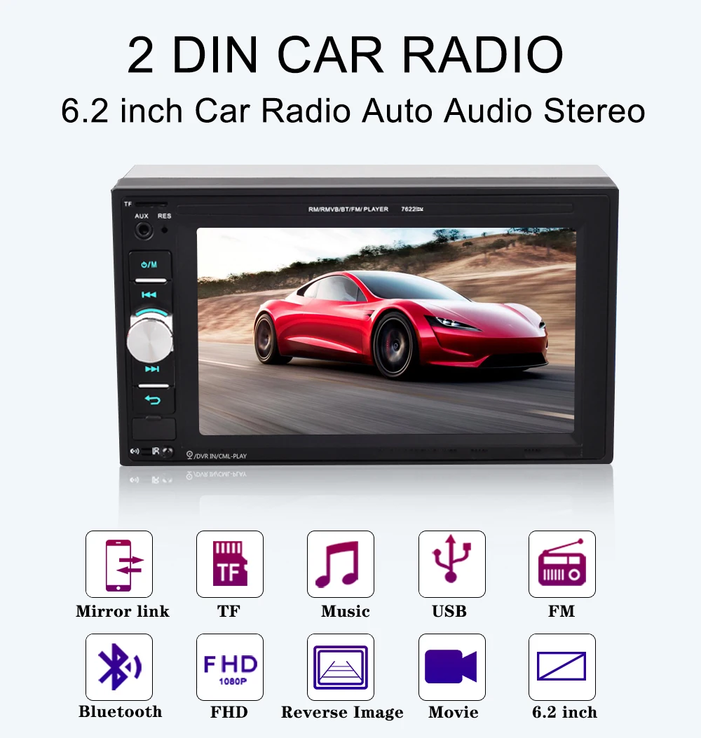 LTBFM 2 din радио автомагнитола сенсорный экран 6,2 дюймов аудио стерео 2DIN S Bluetooth AUX в USB TF MP5 плеер зеркало задней камеры ссылка