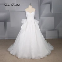 rosabridal a line wedding dress simple sweetheart collar strapless tube top pleated seersucker bridal gown with court train