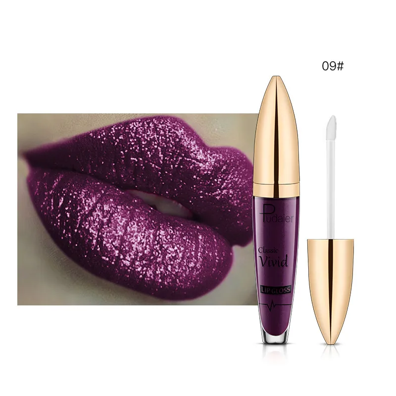 Pudaier 18Colors Glitter Liquid Lipgloss Waterproof Makeup Cosmetics Bright Lip Sense Metallic Matte Pearl Lip Gloss - Цвет: Color 09