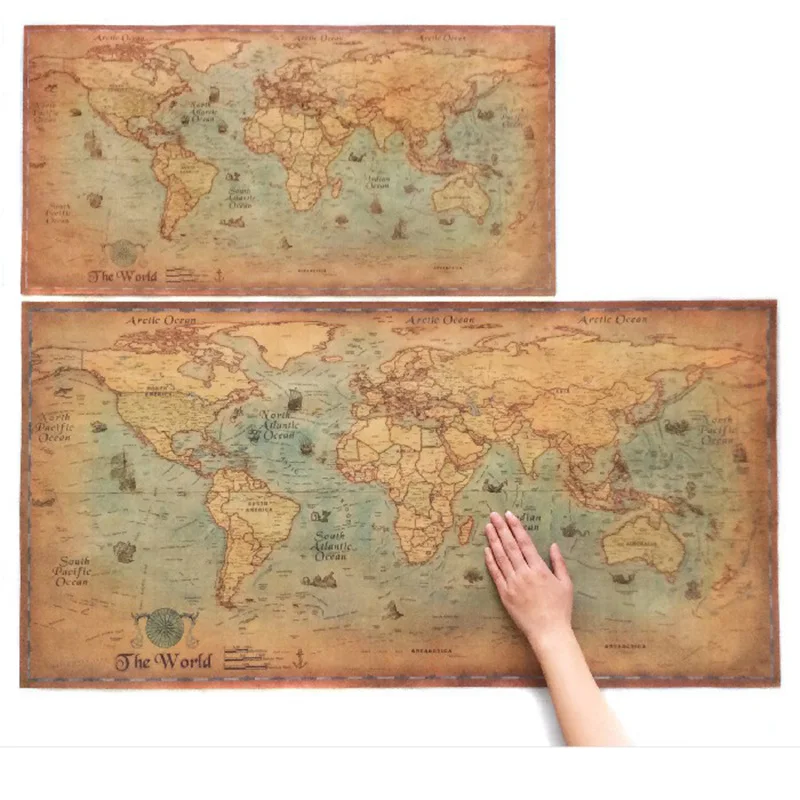 Zotoone морских океана морские карта мира ретро старый Art Бумага Картина Home Decor