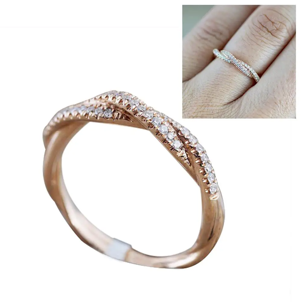 Модное кольцо на палец с инкрустированным цирконом скрученное женское ювелирное