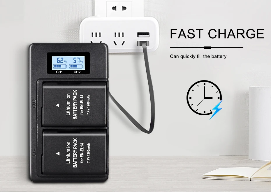 4 шт. EN-EL14 RU EL14 RU EL14a Батарея+ USB LCD Dual charger для Nikon D3100 D3200 D5100 D5200 DF P7000 P7100 P7200 P7700 P7800