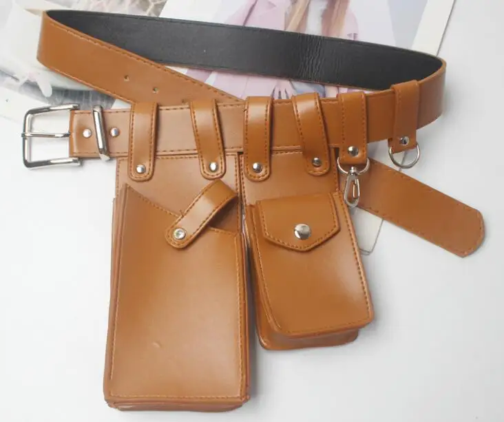 brown-001 Женская поясная сумка, модный кожаный ремень, через плечо, нагрудная сумка, для девушек, поясная сумка, маленькая сумка для телефона, Наплечные ремни, Повседневная сумка, ремни - Цвет: brown-001