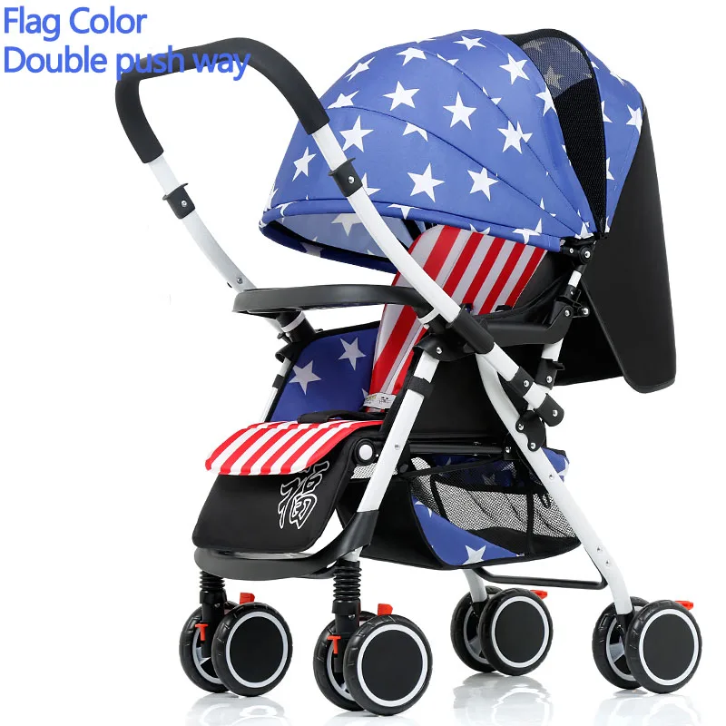 Flag plus Bluechildhood, легкая детская коляска, двусторонняя, для путешествий, детская коляска - Цвет: Flag plus